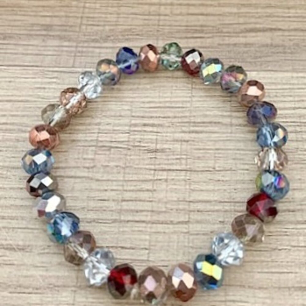 New Multicolor Glass Crystal Round Stone Stretch Bracelet